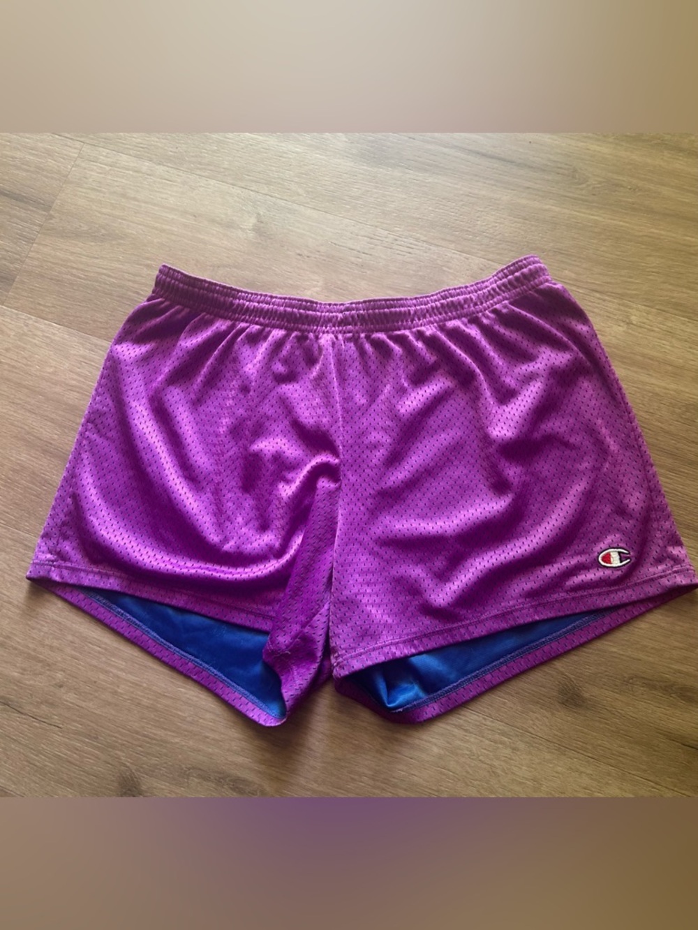 90’s Champion Women's Two Tone Teal and Purple Mesh Athletic Shorts - Twin Pack - Picture 2 of 7